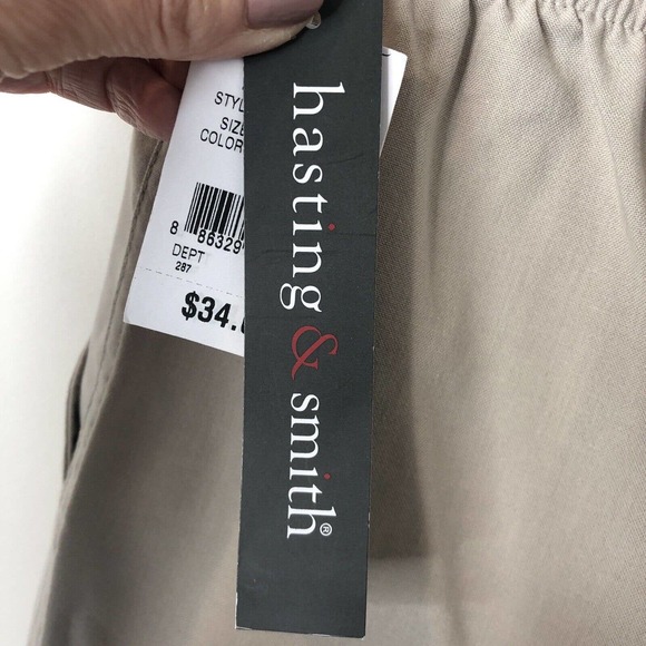 Hasting & Smith NWT Women's Tan Pull On Cropped Pants w/Drawstring Size Small - Picture 5 of 7